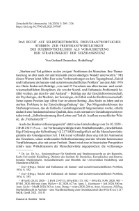 Das Recht auf selbstbestimmtes, freiverantwortliches Sterben: Zur Freiverantwortlichkeit des Suizidentschlusses als Voraussetzung der Straflosigkeit der Suizidassistenz