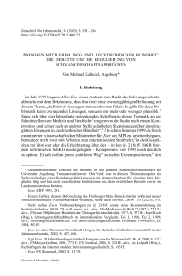 Zwischen mittlerem Weg und rechtsethischer Blindheit: Die Debatte um die Regulierung von Schwangerschaftsabbrüchen