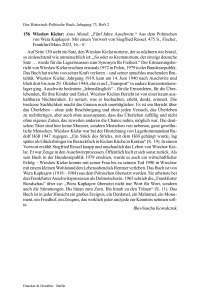 Wieslaw Kielar: Anus Mundi. „Fünf Jahre Auschwitz.“ Aus dem Polnischen von Wera Kapkajew. Mit einem Vorwort von Siegfried Ressel.