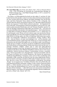 Josef Hlade (Hg.): Die Briefe Alois Riehls (1844 – 1924) an Heinrich Rickert (1863 – 1936). Ein Beitrag zur Geschichte des Neukantianismus (Beiträge zur Riehl-Forschung, hrsg. v. Josef Hlade/Giuseppe Motta, 1).