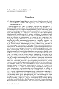 Günter Verheugen/Petra Erler: Der lange Weg zum Krieg. Russland, die Ukraine und der Westen. Eskalation statt Entspannung.