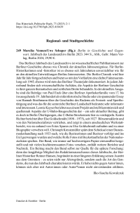 Mareike Vennen/Uwe Schaper (Hg.): Berlin in Geschichte und Gegenwart. Jahrbuch des Landesarchivs Berlin 2023.