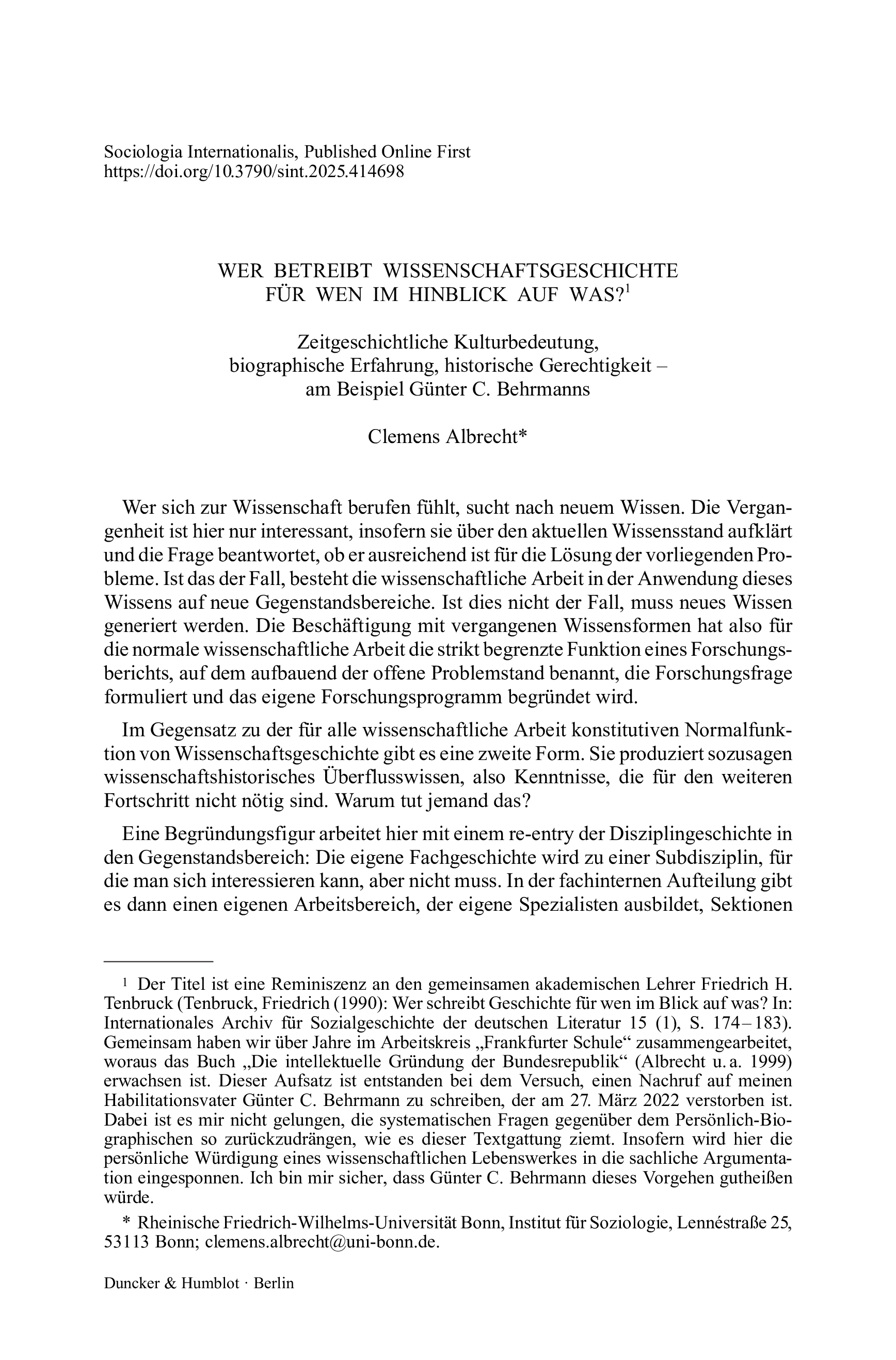 Wer betreibt Wissenschaftsgeschichte für Wen im Hinblick auf Was?