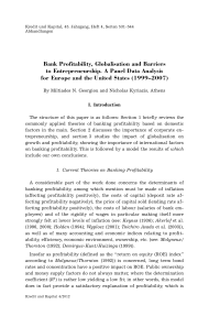Bank Profitability, Globalisation and Barriers to Entrepreneurship. A Panel Data Analysis for Europe and the United States (1999-2007)