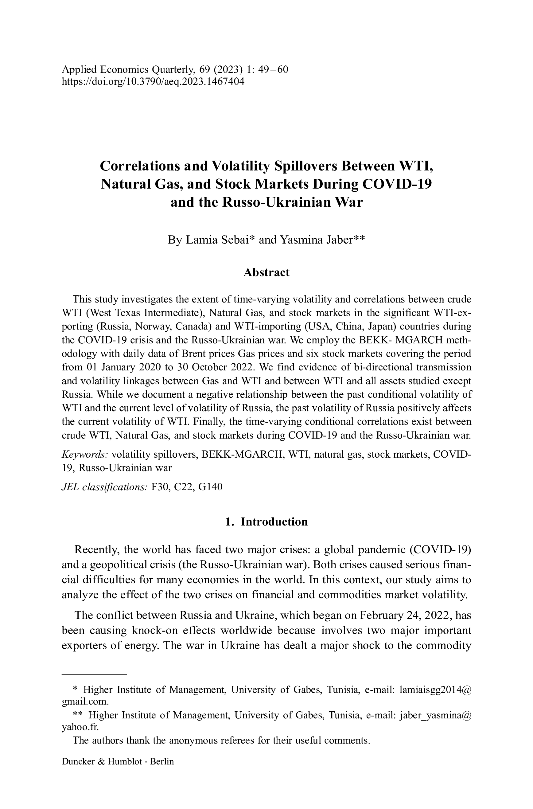 Correlations and Volatility Spillovers Between WTI, Natural Gas, and Stock Markets During COVID-19 and the Russo-Ukrainian War
