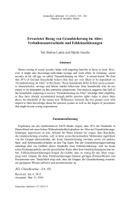 Erwarteter Bezug von Grundsicherung im Alter: Verhaltensunterschiede und Fehleinschätzungen