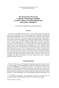 Die ökonomische Bewertung rechtlicher Schutzfragen bezüglich virtueller Objekte auf Online-Plattformen, insbesondere MMORPGs