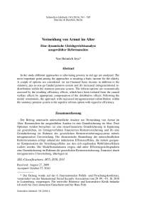 Vermeidung von Armut im Alter. Eine dynamische Gleichgewichtsanalyse ausgewählter Reformansätze