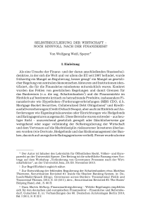 Selbstregulierung der Wirtschaft – noch sinnvoll nach der Finanzkrise?