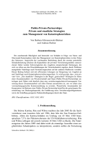 Public-Private-Partnerships: Private und staatliche Strategien zum Management von Katastrophenrisiken