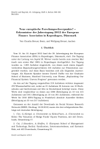 Neue europäische Forschungsschwerpunkte? - Erkenntnisse der Jahrestagung 2012 der European Finance Association in Kopenhagen, Dänemark
