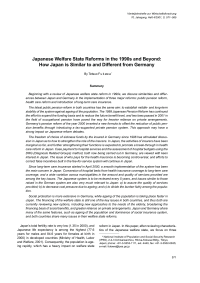 Japanese Welfare State Reforms in the 1990s and Beyond: How Japan is Similar to and Different from Germany