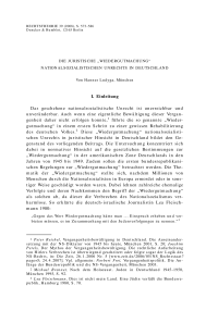 Die juristische “Wiedergutmachung“ nationalsozialistischen Unrechts in Deutschland