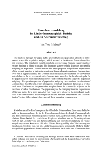 Einwohnerveredelung im Länderfinanzausgleich: Defizite und ein Alternativvorschlag