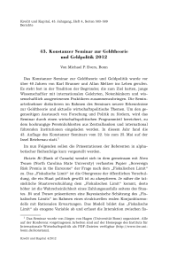 43. Konstanzer Seminar zur Geldtheorie und Geldpolitik 2012