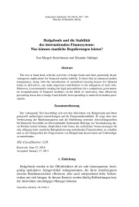 Hedgefonds und die Stabilität des internationalen Finanzsystems: Was können staatliche Regulierungen leisten?