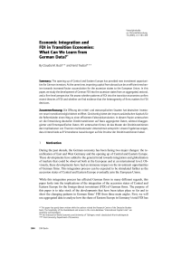 Economic Integration and FDI in Transition Economies: What Can We Learn from German Data?