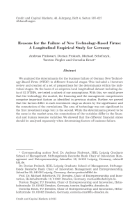 Reasons for the Failure of New Technology-Based Firms: A Longitudinal Empirical Study for Germany