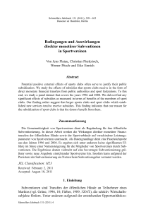 Bedingungen und Auswirkungen direkter monetärer Subventionen in Sportvereinen
