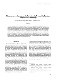 Measurement or Management?: Revisiting the Productivity Paradox of Information Technology