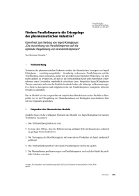 Fördern Parallelimporte die Ertragslage der pharmazeutischen Industrie?