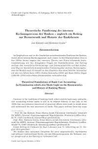 Theoretische Fundierung des internen Rechnungswesens der Banken – zugleich ein Beitrag zur Hermeneutik und Historie der Banktheorie