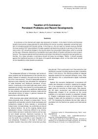 Taxation of E-Commerce: Persistent Problems and Recent Developments
