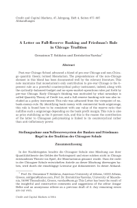 A Letter on Full-Reserve Banking and Friedman"s Rule in Chicago Tradition