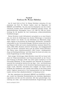 Nachruf: Professor Dr. Werner Ehrlicher
