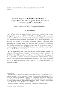 Current Topics on Retail Investor Behavior - Insights from the 3rd European Retail Investment Conference (ERIC), April 2015