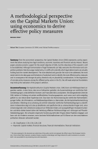A methodological perspective on the Capital Markets Union: using economics to derive effective policy measures