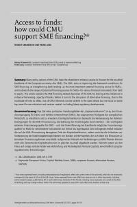 Access to funds: how could CMU support SME financing?