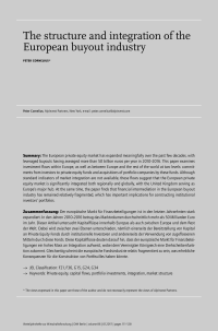 The structure and integration of the European buyout industry