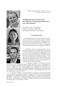 Produktinnovation in Start-ups: Die Rolle der Gründungsmotivationen von Unternehmern