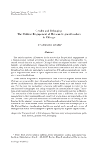 Gender and Belonging: The Political Engagement of Mexican Migrant Leaders in Chicago