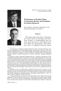 Performance of Family Firms: A Literature Review and Guidance for Future Research