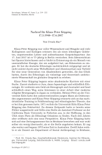 Nachruf für Klaus Peter Köpping, 17.3.1940–17.6.2017
