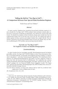 Tolling the Bell for „Too-Big-to-Fail"? – A Comparison Between Four Special Bank Resolution Regimes