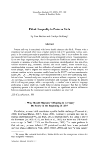Ethnic Inequality in Preterm Birth
