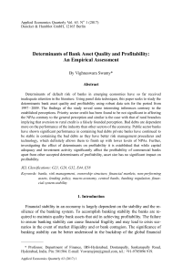 Determinants of Bank Asset Quality and Profitability: An Empirical Assessment