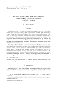 The Impact of the 2007–2008 Financial Crisis on the Banking Systems in Advanced European Countries