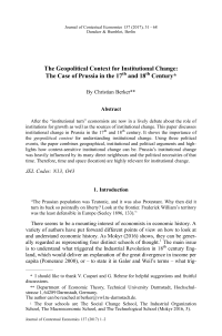 The Geopolitical Context for Institutional Change: The Case of Prussia in the 17th and 18th Century