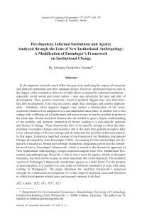 Development, Informal Institutions and Agency Analyzed through the Lens of New Institutional Anthropology: A Modification of Ensminger"s Framework on Institutional Change