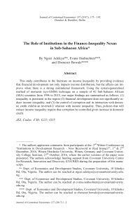 The Role of Institutions in the Finance-Inequality Nexus in Sub-Saharan Africa