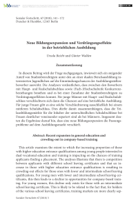 Neue Bildungsexpansion und Verdrängungseffekte in der betrieblichen Ausbildung