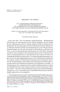 1815. Europäische Friedensordnung – Mitteldeutsche Neuordnung. Die Neuordnung auf dem Wiener Kongress und ihre Folgen für den mitteldeutschen Raum. Bericht zur Jahrestagung der Preußischen Historischen Kommission vom 5. bis 7. November 2015 in Merseburg