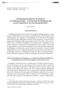 Ausbildungs(in)adäquanz als Mediator von Bildungserträgen – Unterwertige Beschäftigung und soziale Ungleichheit: Ein Forschungsüberblick