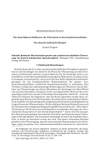Für einen höheren Stellenwert des Übersetzens in den Sozialwissenschaften. Das deutsch-italienische Beispiel