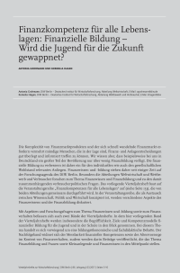 Finanzkompetenz für alle Lebenslagen: Finanzielle Bildung – Wird die Jugend für die Zukunft gewappnet?