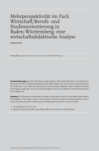 Mehrperspektivität im Fach Wirtschaft/Berufs- und Studienorientierung in Baden-Württemberg: eine wirtschaftsdidaktische Analyse